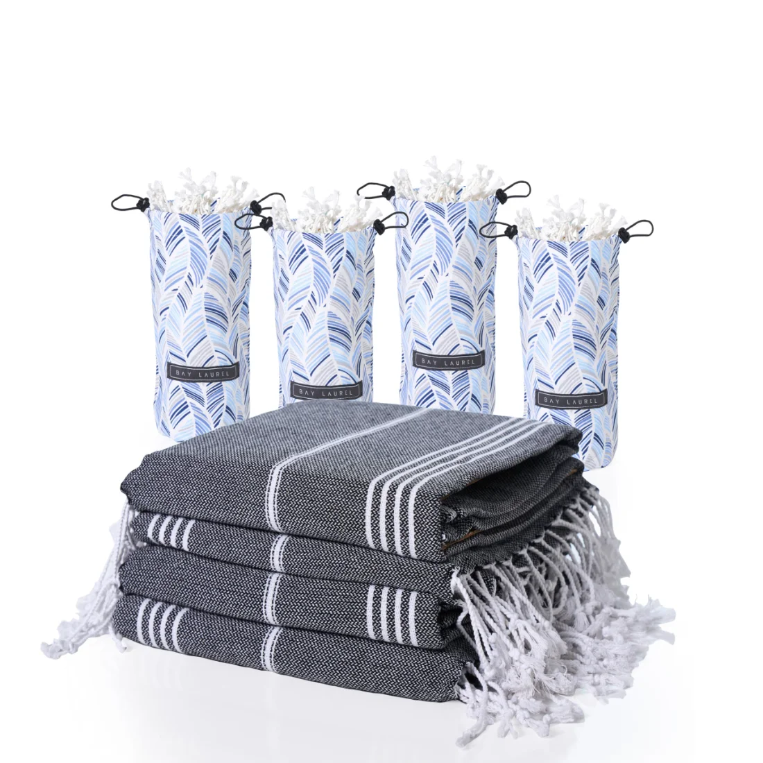 Four-Pack Beach Towel Set in Black pack shot