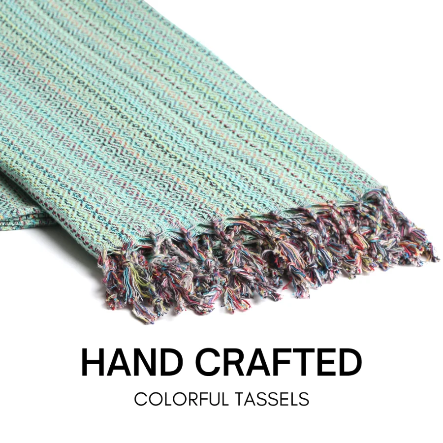 Turkish Beach Towel in Mint Multi-Color Weave, view 4