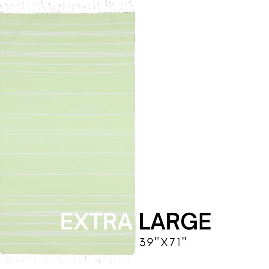 Turkish Beach Towel in Pistachio Green with Floral Bag, view 3