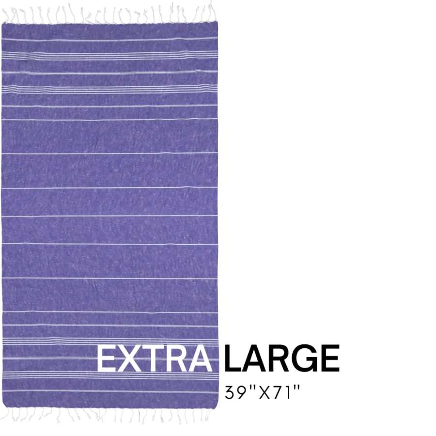 Turkish Beach Towel in Purple with Yellow Bag, view 3