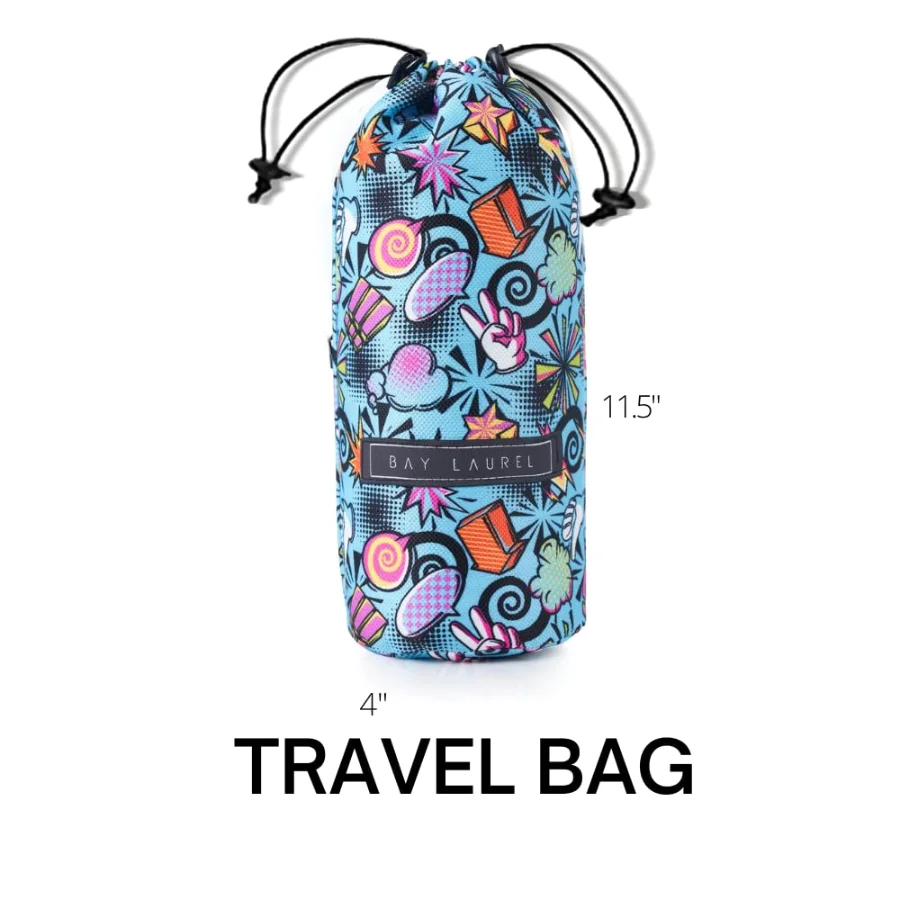Turkish Beach Towel in Yellow with Blue Print Bag, view 2