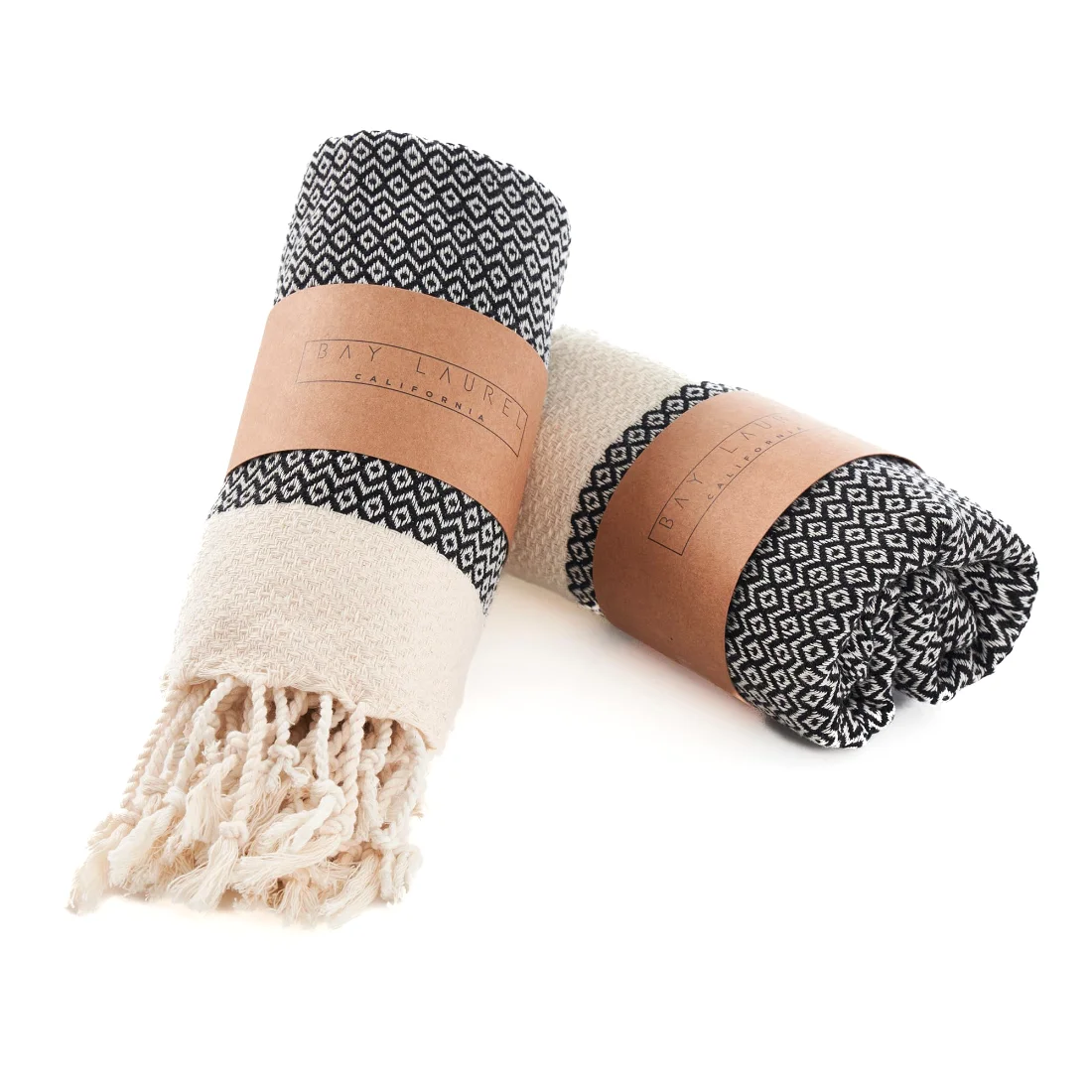 Turkish Hand Towel in Black, Diamond 15 × 26 in pack shot