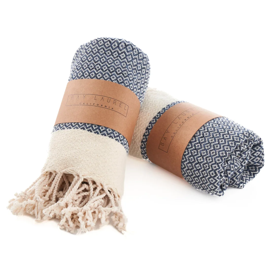 Turkish Hand Towel in Navy, Diamond 15 × 26 in pack shot