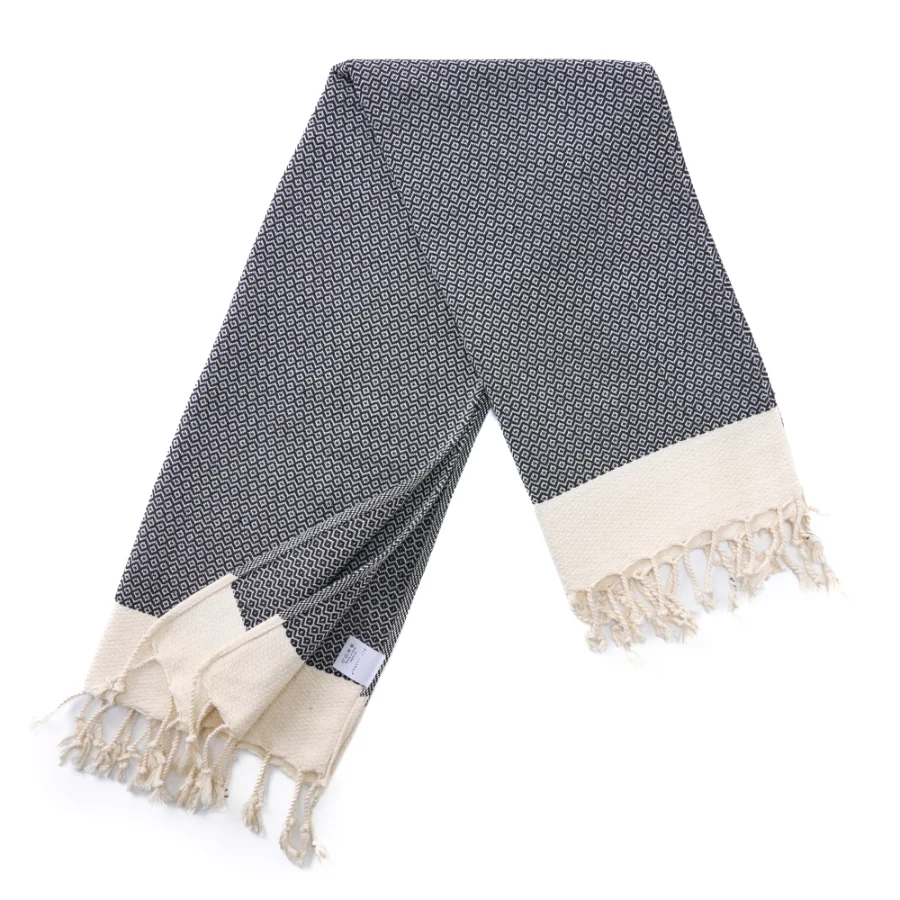 Turkish Hand Towel in Dark Gray, Diamond 16 × 40 in, view 3