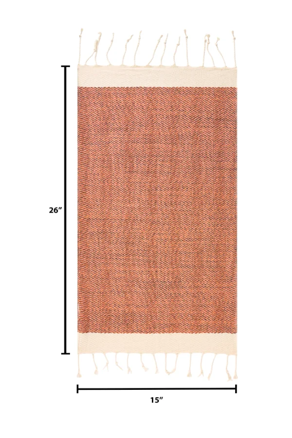 Turkish Hand Towel in Orange, Herringbone 15 × 26 in, view 5