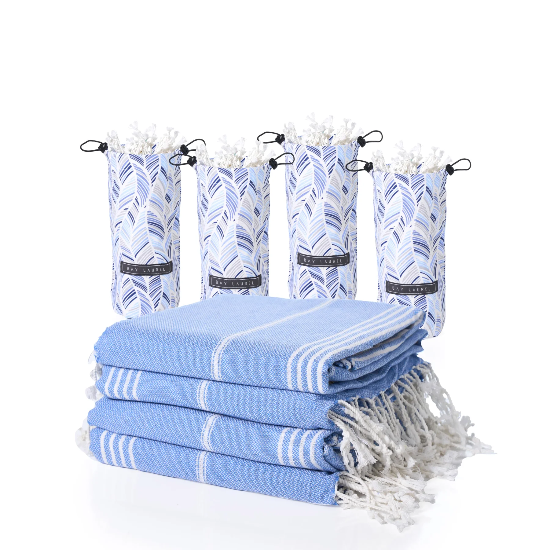 Four-Pack Beach Towel Set in Denim Blue pack shot