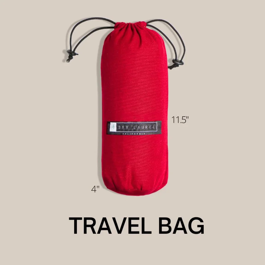 Turkish Beach Towel in Beige with Red Bag, view 2