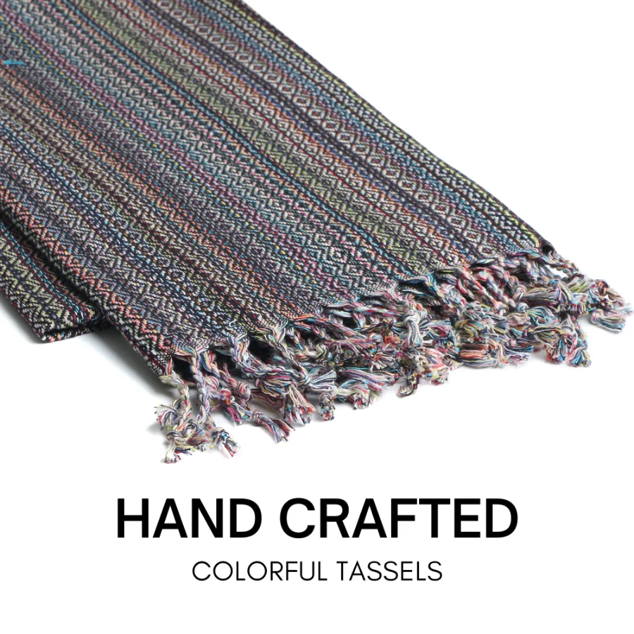 Turkish Beach Towel in Black Multi-Color Weave, view 4