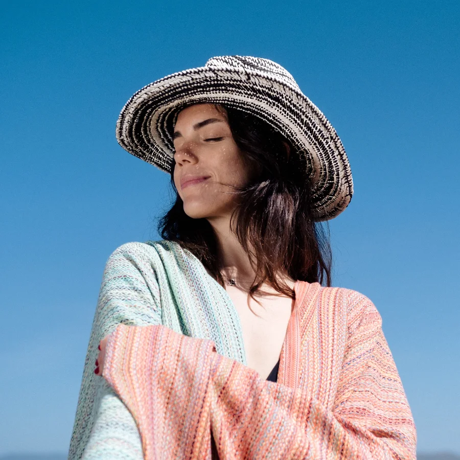 Turkish Beach Towel in Blue Multi-Color Weave, view 5
