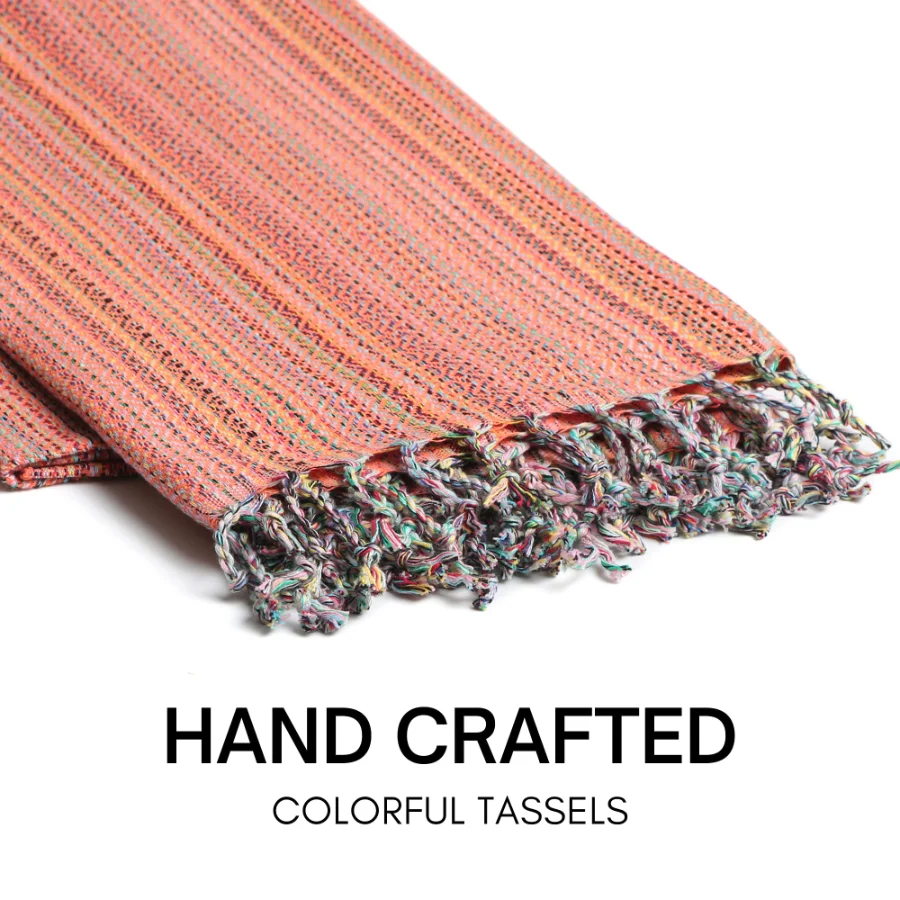 Turkish Beach Towel in Orange Multi-Color Weave, view 4