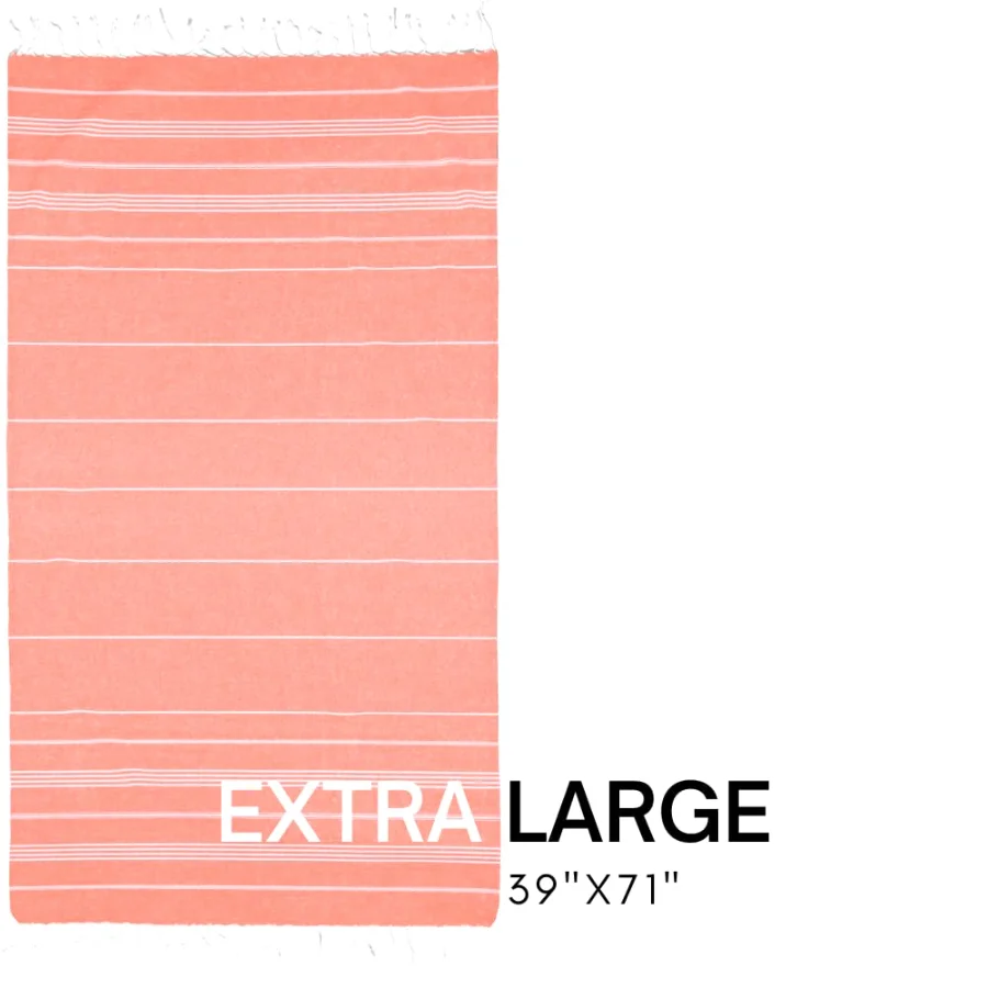 Turkish Beach Towel in Orange with Red Floral Bag, view 3