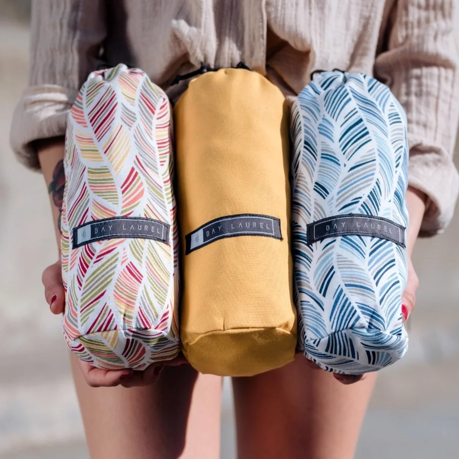 Turkish Beach Towel in Pink with White Print Bag, view 5