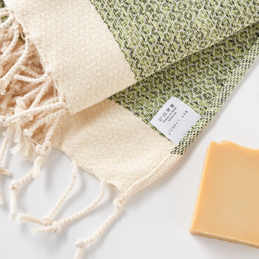 Turkish Hand Towel in Pistachio, Diamond 15 × 26 in, view 2