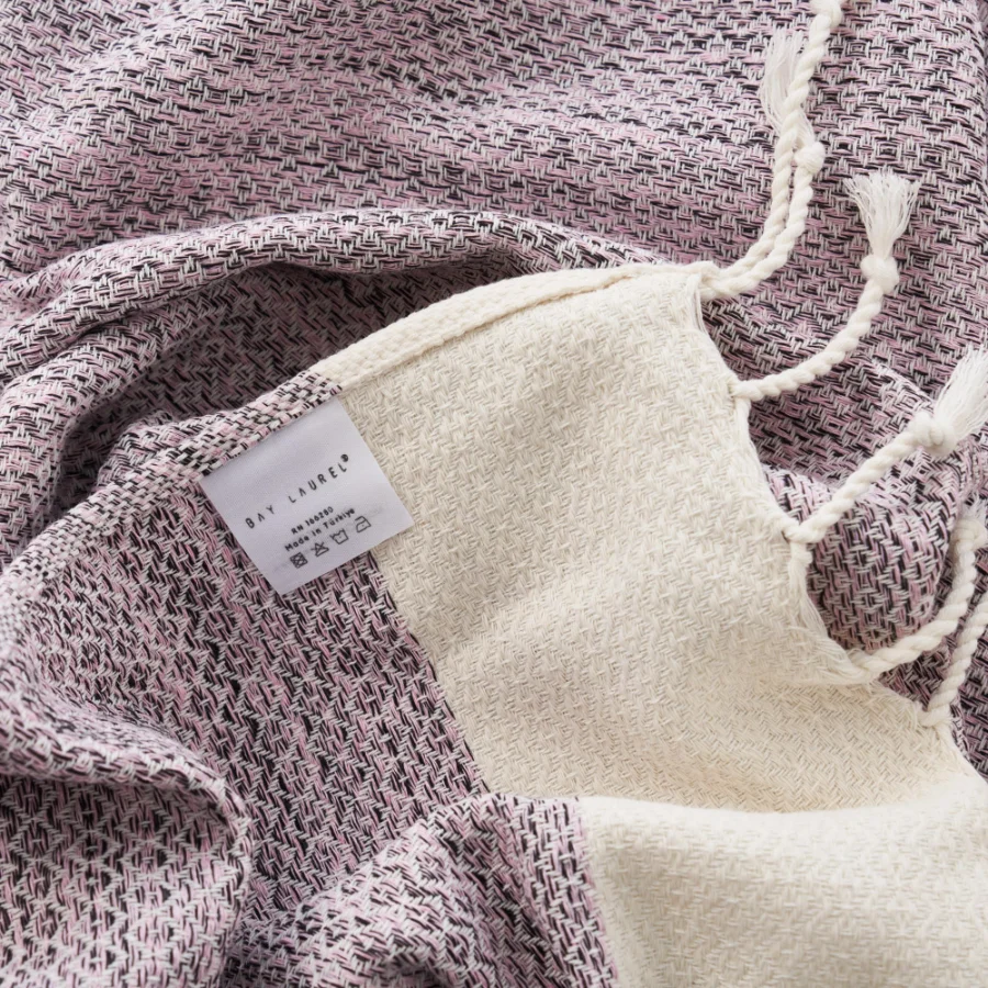 Turkish Hand Towel in Blush Pink, Diamond 16 × 40 in, view 2