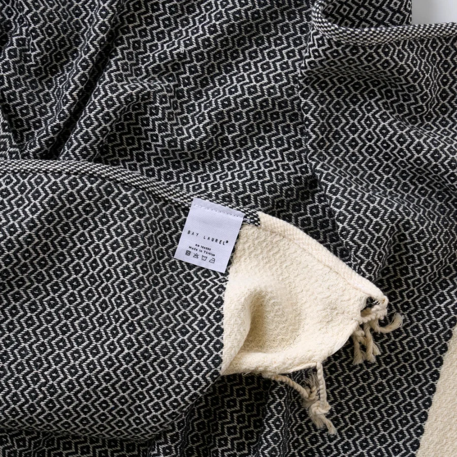 Turkish Hand Towel in Dark Gray, Diamond 16 × 40 in, view 2