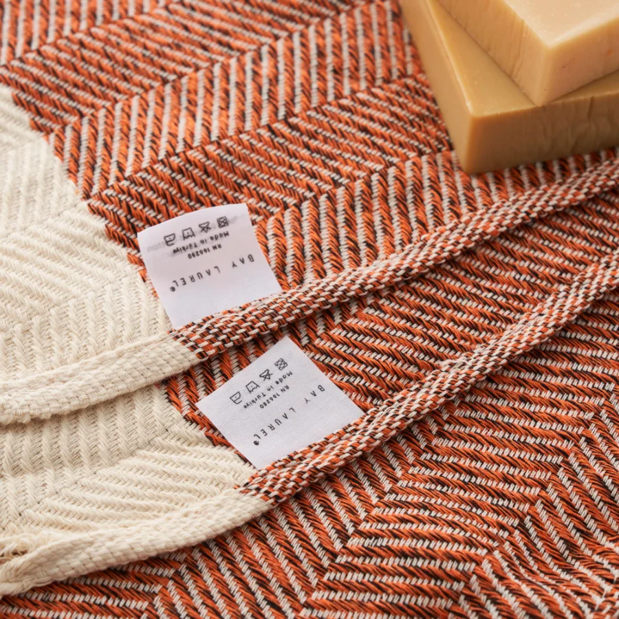 Turkish Hand Towel in Orange, Herringbone 15 × 26 in, view 2