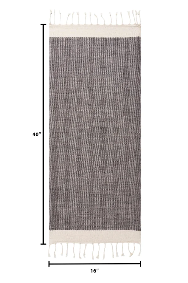 Turkish Hand Towel in Latte, Herringbone 16 × 40 in, view 5