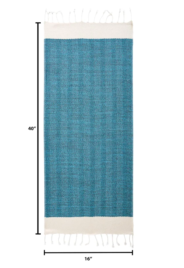 Turkish Hand Towel in Petrol, Herringbone 16 × 40 in, view 5