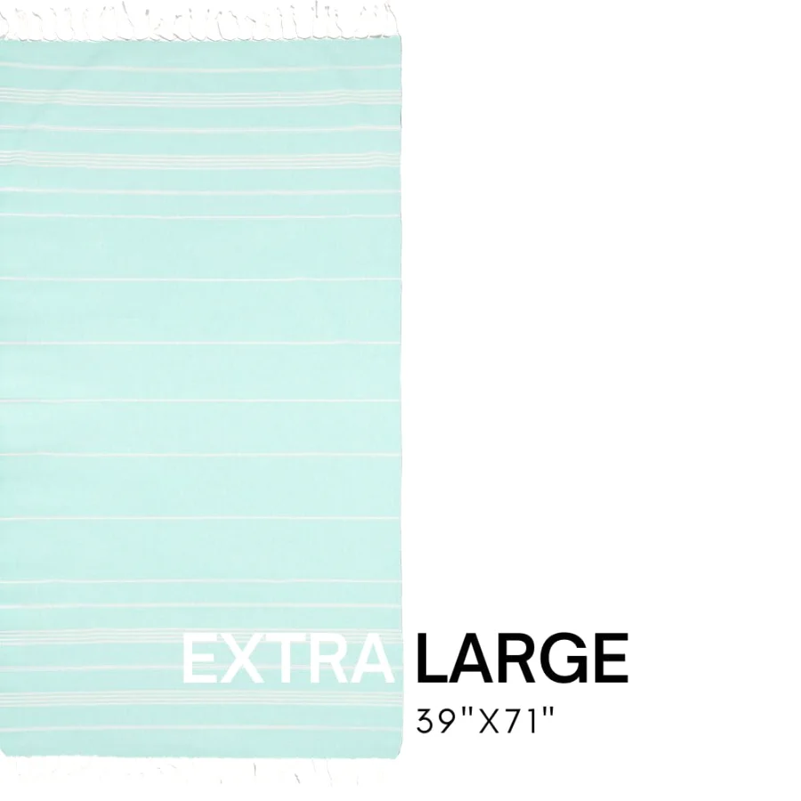 Turkish Beach Towel in Aqua with Blue Floral Bag, view 3