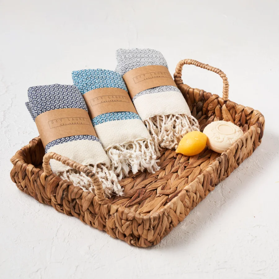 Turkish Hand Towel in Turquoise, Diamond 15 × 26 in, view 4