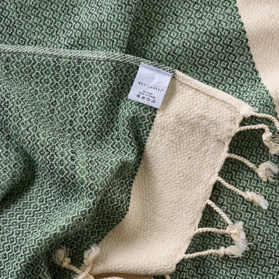 Turkish Hand Towel in Army Green, Diamond 16 × 40 in, view 3