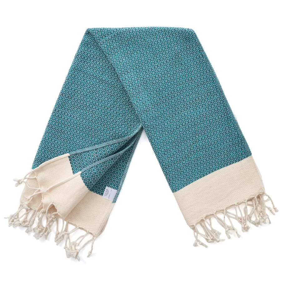 Turkish Hand Towel in Petrol, Diamond 16 × 40 in, view 4