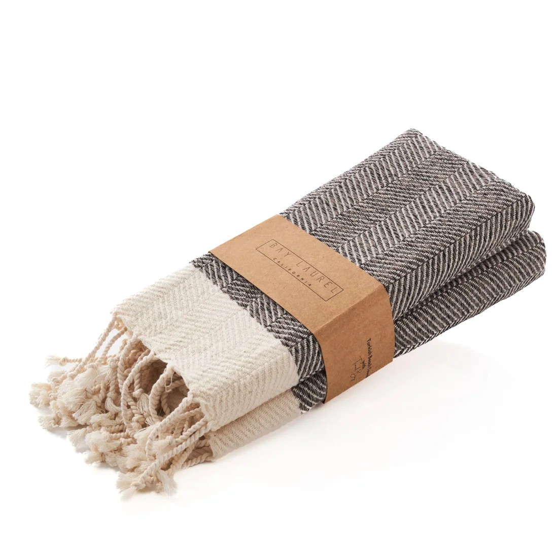 Turkish Hand Towel in Latte, Herringbone 16 × 40 in pack shot