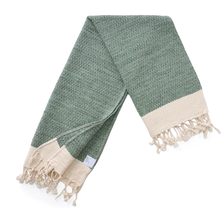 Turkish Hand Towel in Army Green, Diamond 15 × 26 in, view 3