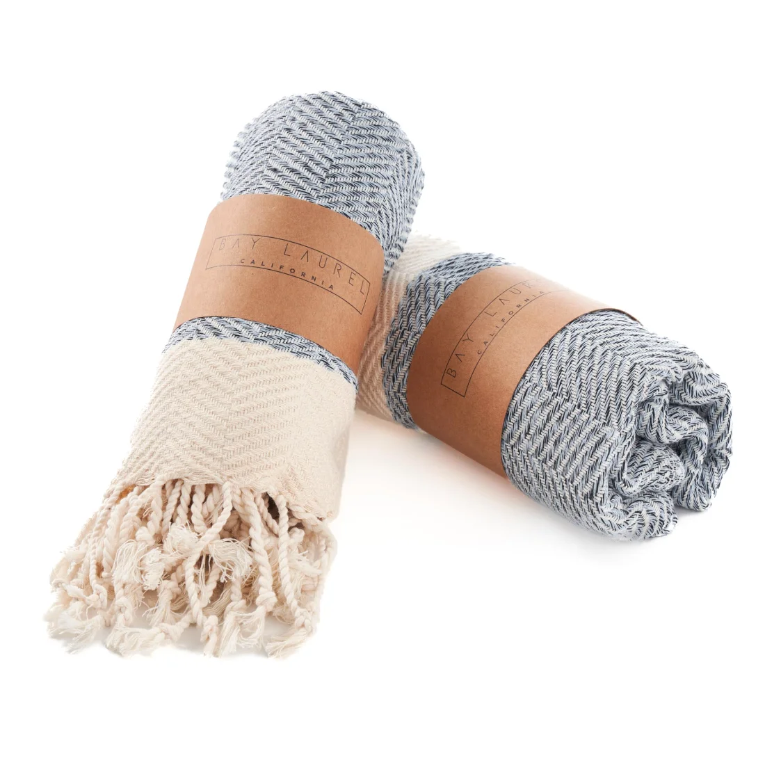 Turkish Hand Towel in Light Blue, Herringbone 15 × 26 in pack shot