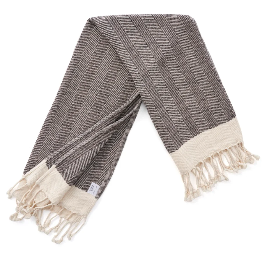 Turkish Hand Towel in Latte, Herringbone 16 × 40 in, view 4