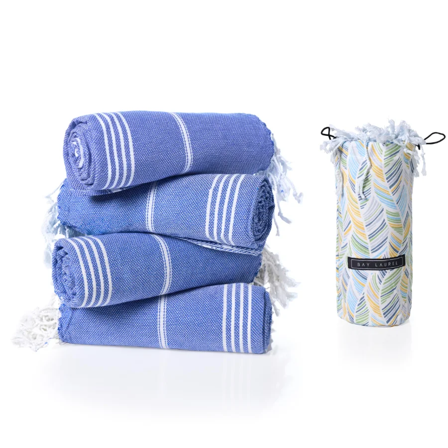 Four-Pack Beach Towel Set in Dark Blue, view 2