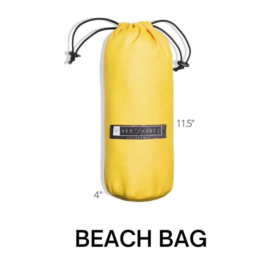 Turkish Beach Towel in Gray with Yellow Bag, view 2