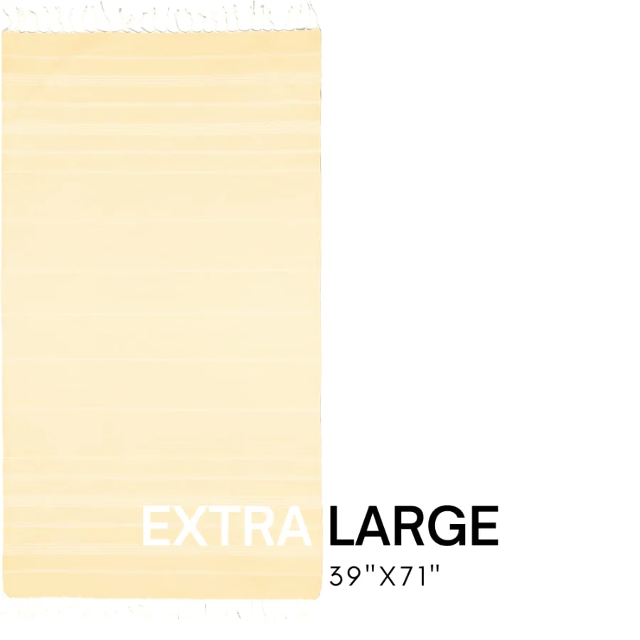 Turkish Beach Towel in Yellow with Green Print Bag, view 3