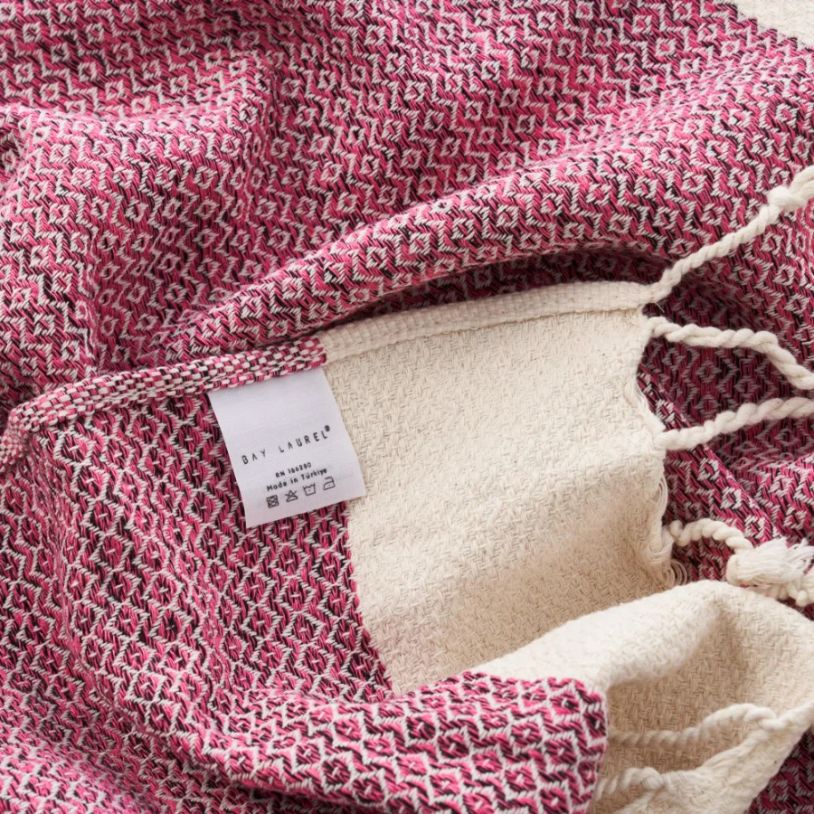 Turkish Hand Towel in Fuchsia, Diamond 16 × 40 in, view 2