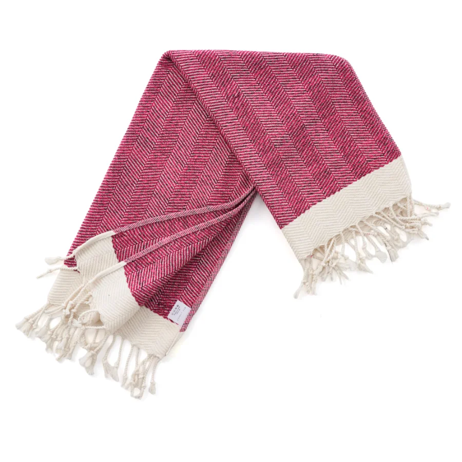 Turkish Hand Towel in Fuchsia, Herringbone 16 × 40 in, view 4