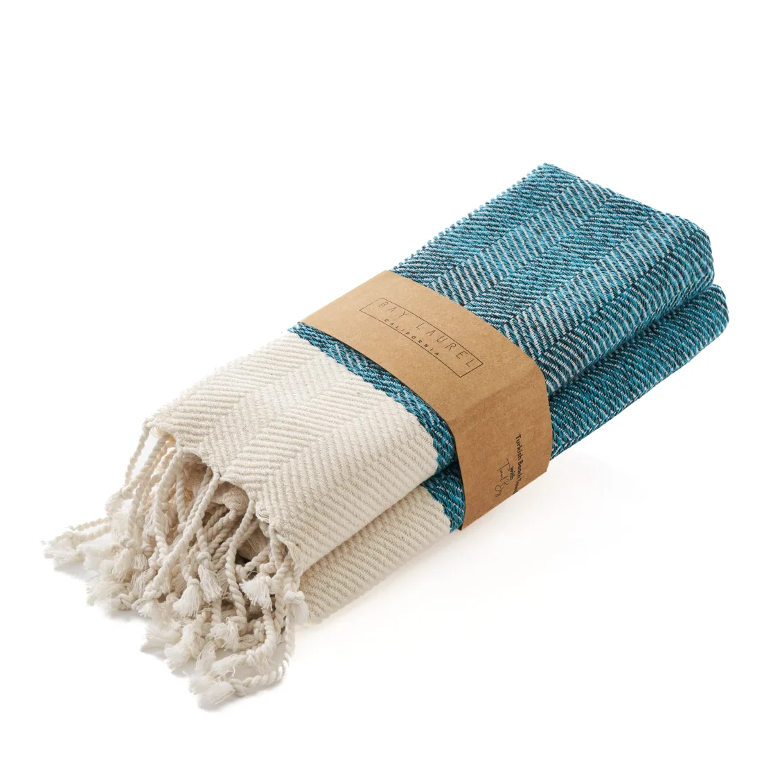Turkish Hand Towel in Petrol, Herringbone 16 × 40 in pack shot