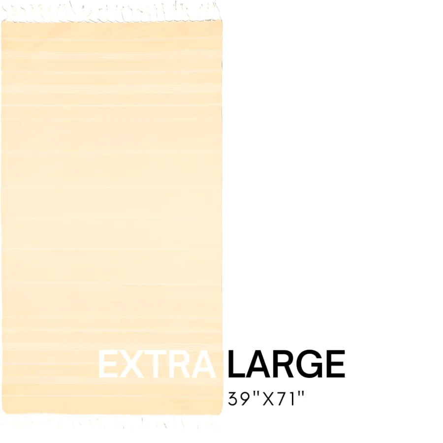 Turkish Beach Towel in Yellow with Blue Print Bag, view 3