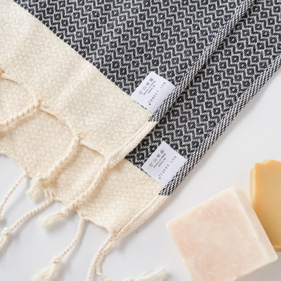 Turkish Hand Towel in Dark Gray, Diamond 15 × 26 in, view 2
