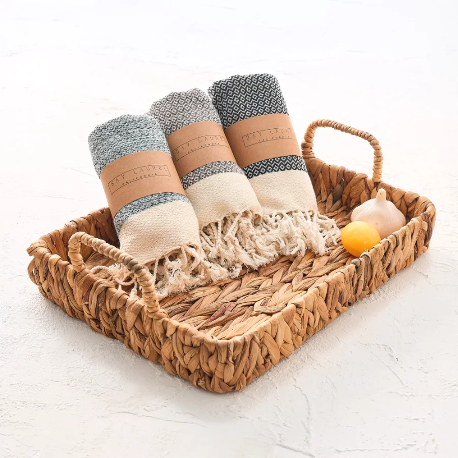 Turkish Hand Towel in Mint, Diamond 15 × 26 in, view 4