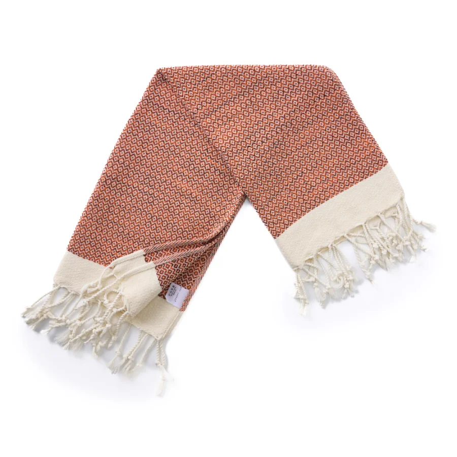 Turkish Hand Towel in Orange, Diamond 15 × 26 in, view 3