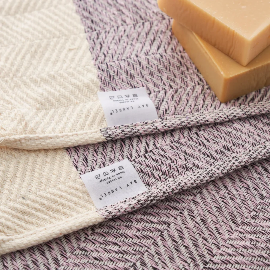 Turkish Hand Towel in Blush Pink, Herringbone 15 × 26 in, view 2