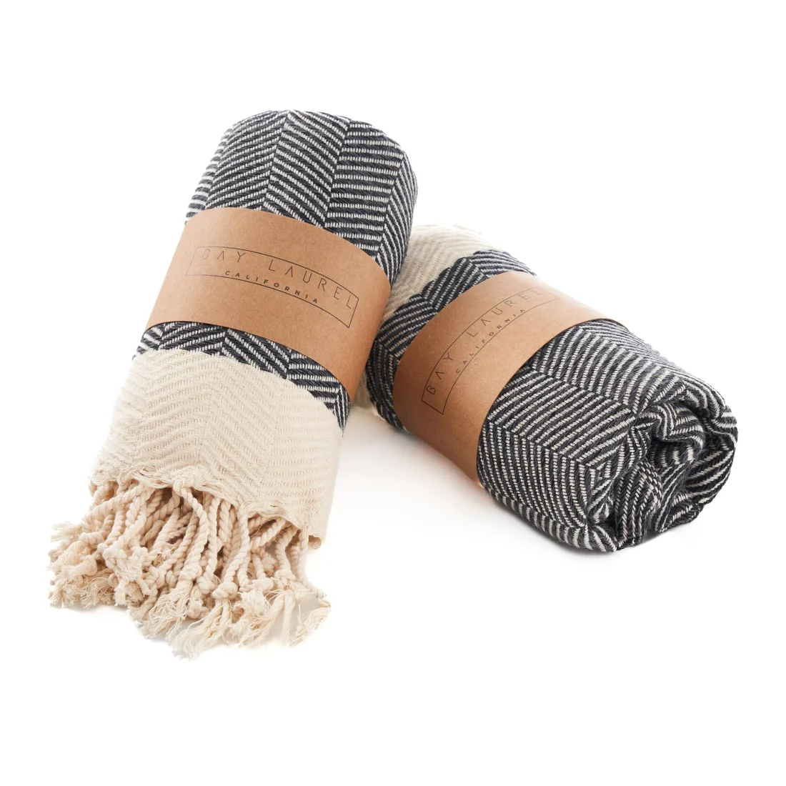 Turkish Hand Towel in Dark Gray, Herringbone 15 × 26 in pack shot