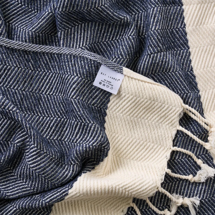 Turkish Hand Towel in Navy, Herringbone 16 × 40 in, view 2