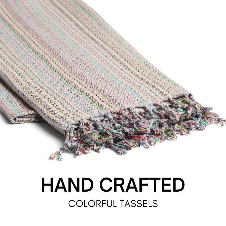 Turkish Beach Towel in Powder Multi-Color Weave, view 4