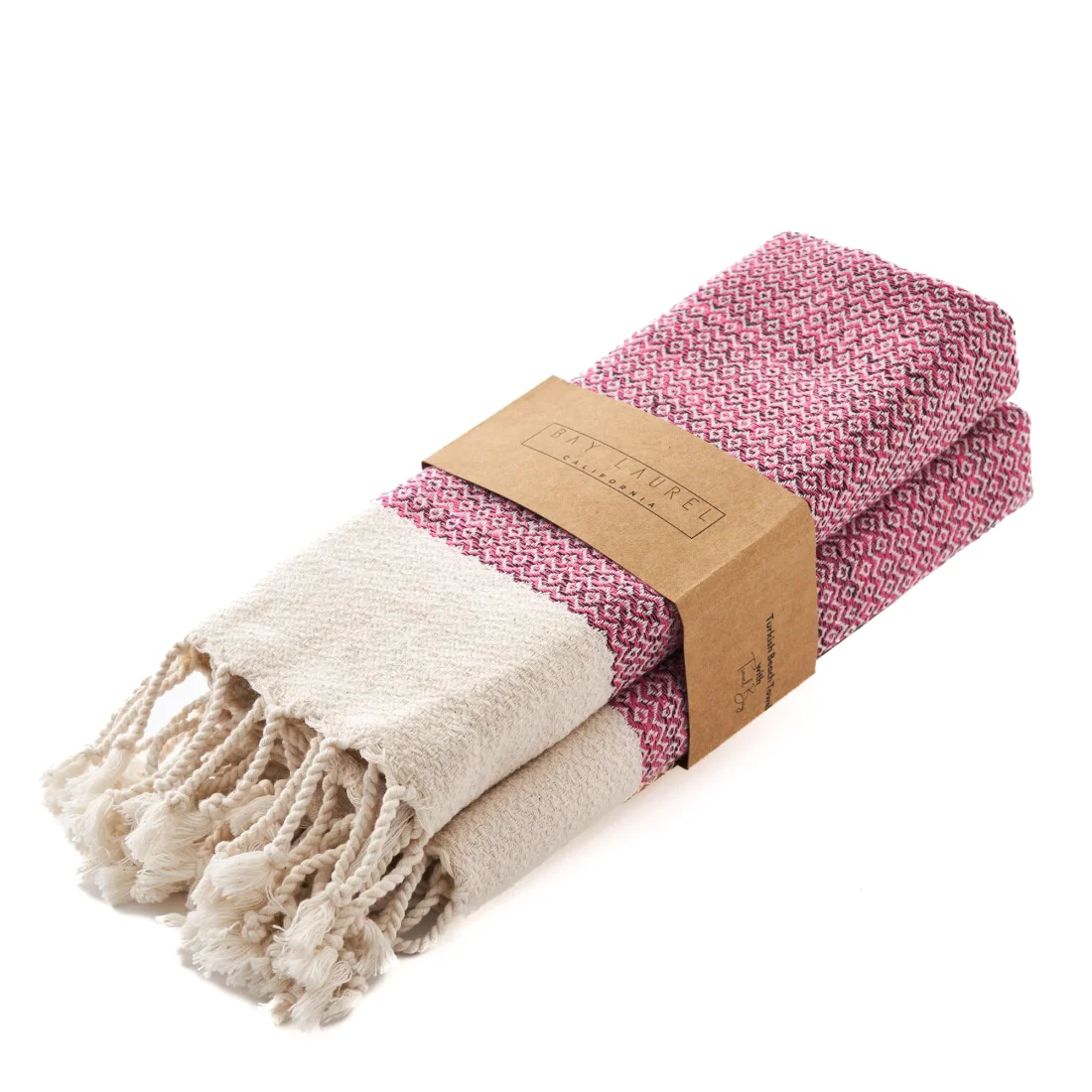 Turkish Hand Towel in Fuchsia, Diamond 16 × 40 in pack shot