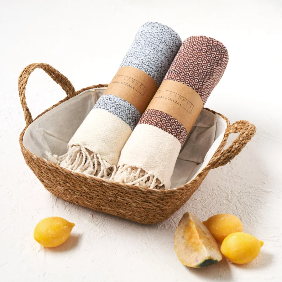 Turkish Hand Towel in Orange, Diamond 16 × 40 in, view 3