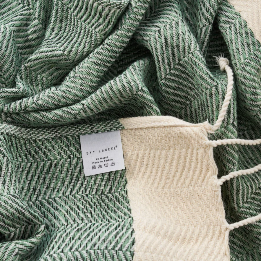 Turkish Hand Towel in Army Green, Herringbone 15 × 26 in, view 5