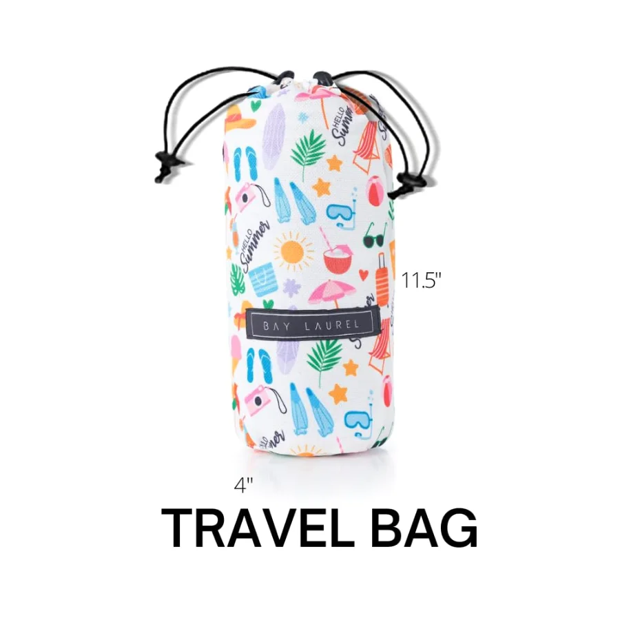 Turkish Beach Towel in Pink with White Print Bag, view 2