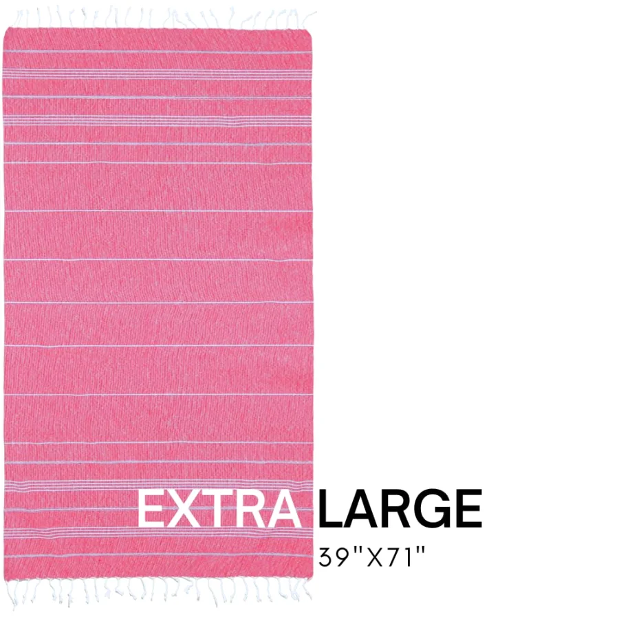 Turkish Beach Towel in Pink with White Print Bag, view 3