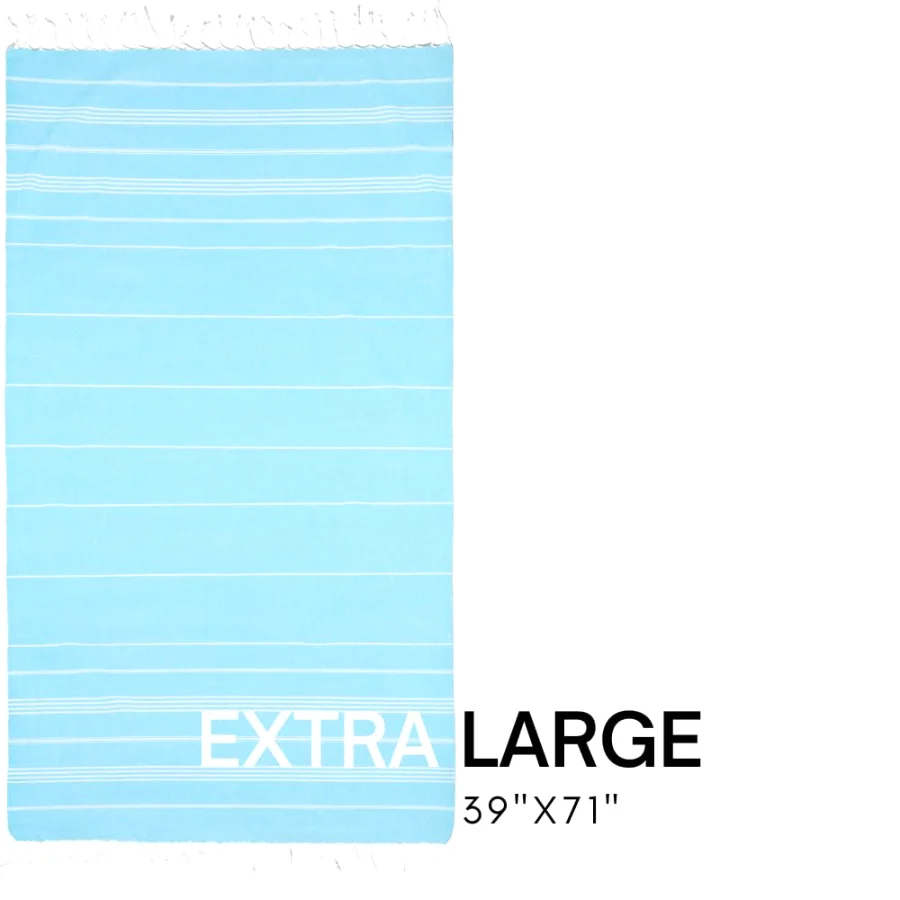 Turkish Beach Towel in Turquoise with Yellow Bag, view 3